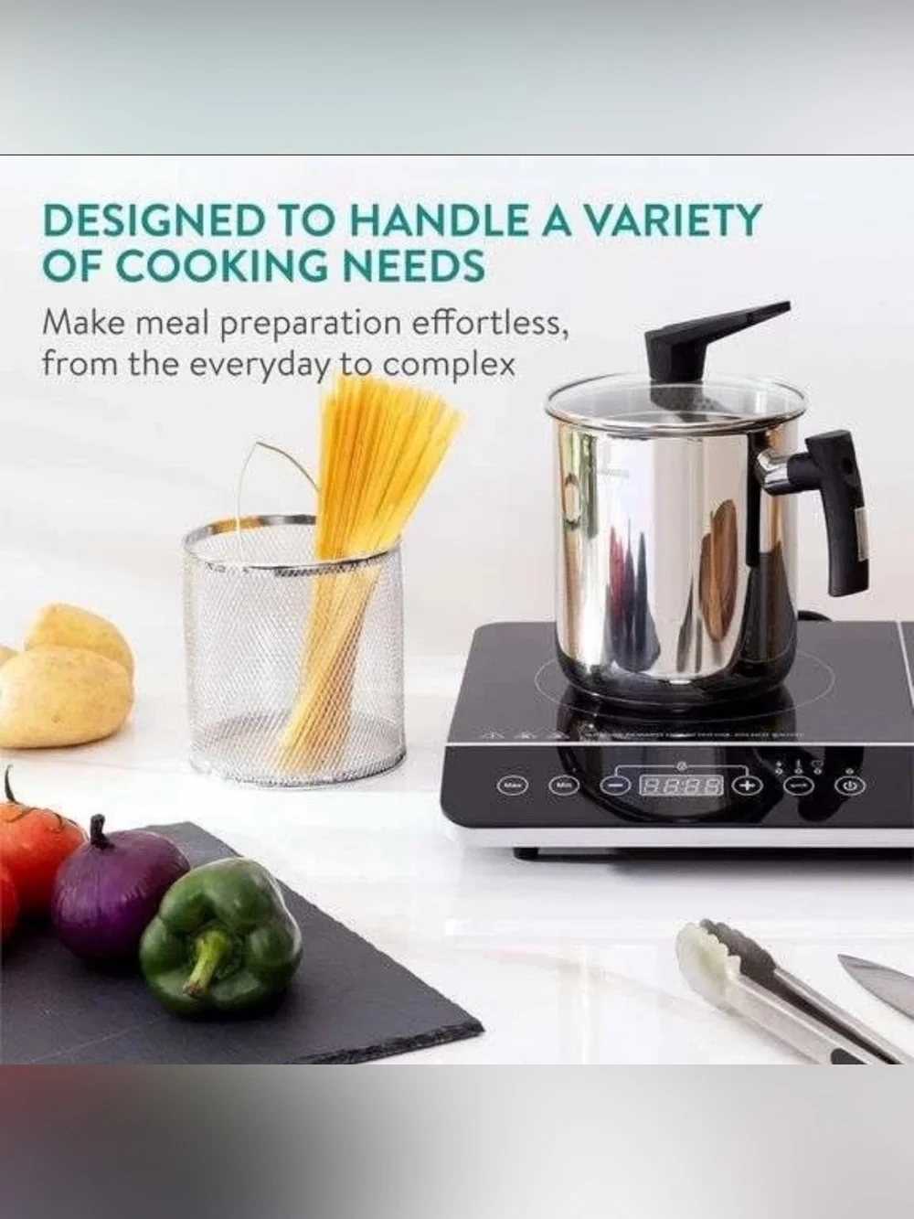 New Navaris 3.4L Multi Cooking Pasta Pot w Integrated Strainer & Frying Basket